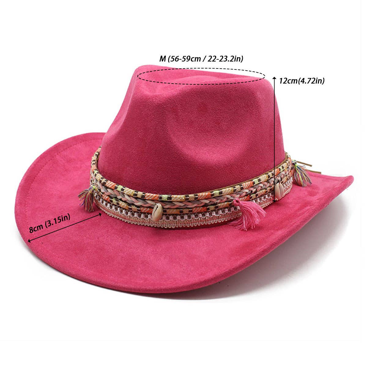 Bohemian Suede Western Cowboy Curled Brim Fedora_CWAH1094