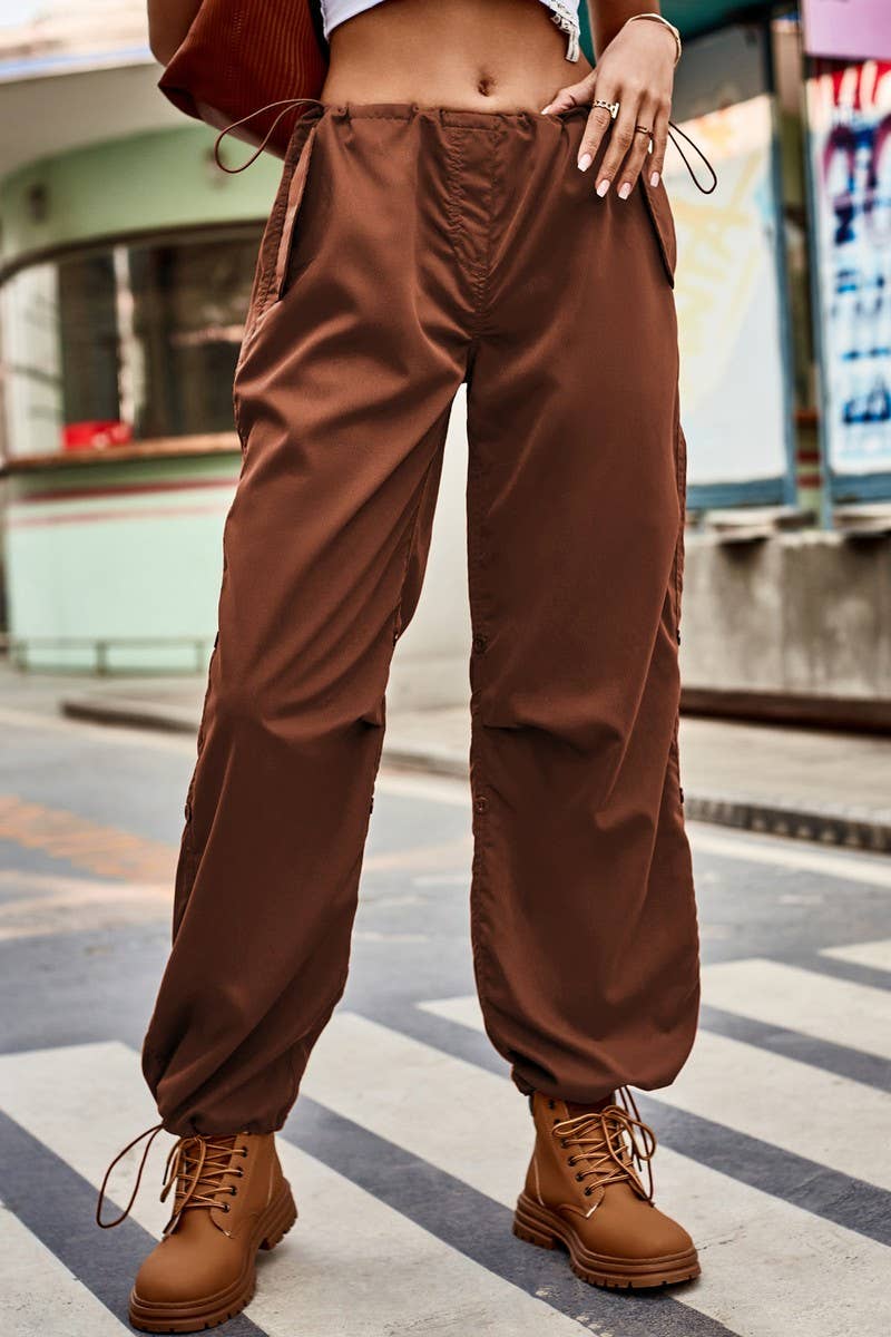 LOOSE ELASTICATED WAIST CARGO PANT_CWBLP0544