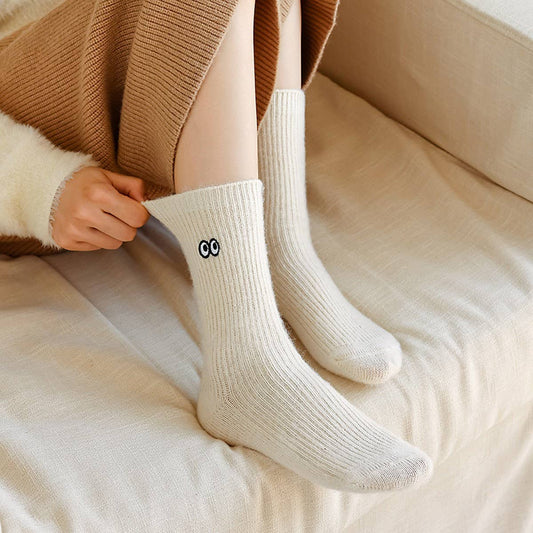 MID-TUBE SMALL EYE THICK WARM STACKED SOCKS