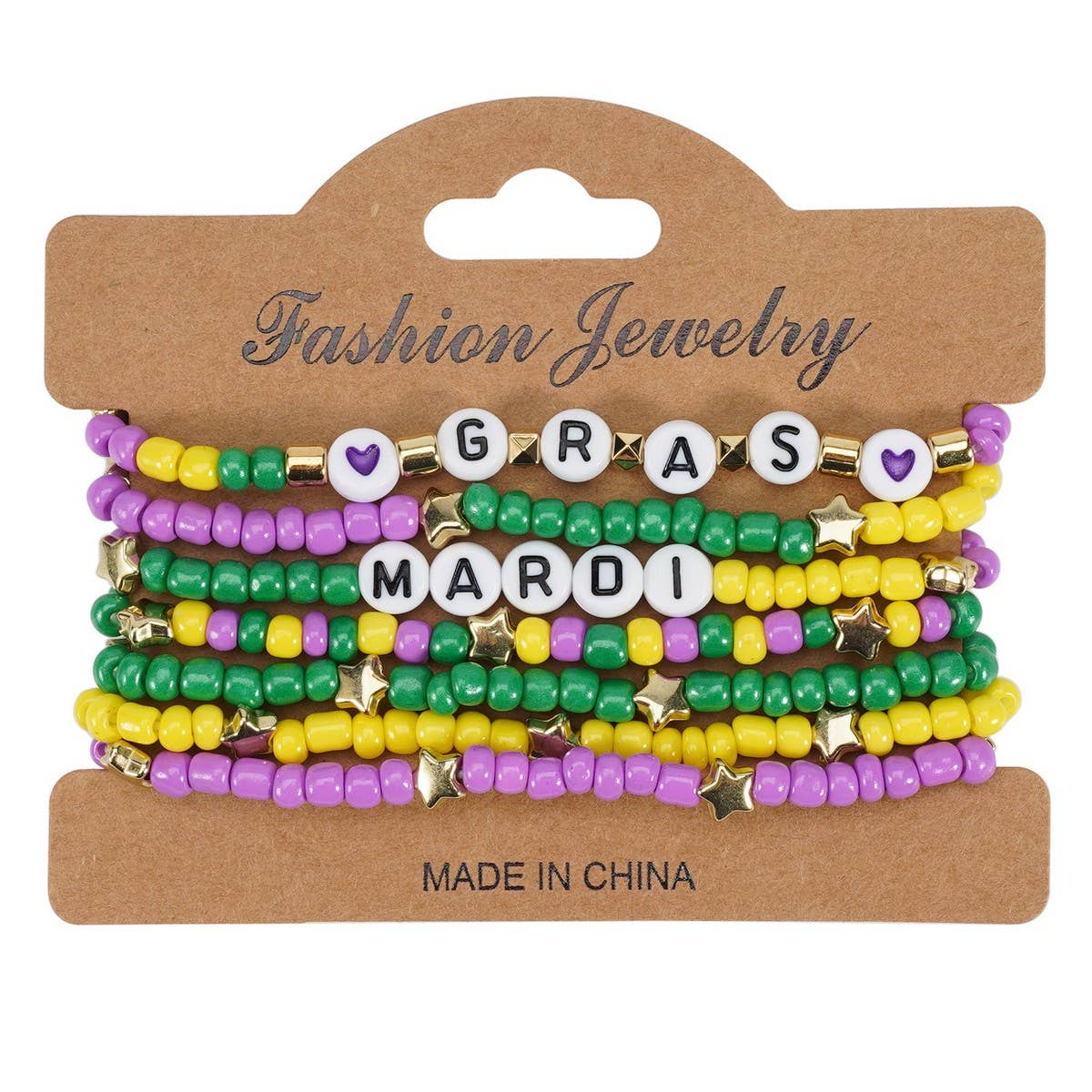 CWAJE05696_MARDI GRAS CARNIVAL HEART BEADED PARTY BRACELET