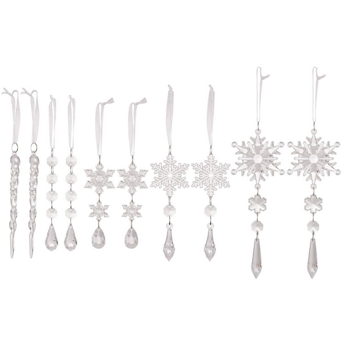 CWMM10168_CHRISTMAS ACRYLIC ICICLE SNOWFLAKE ORNAMENTS