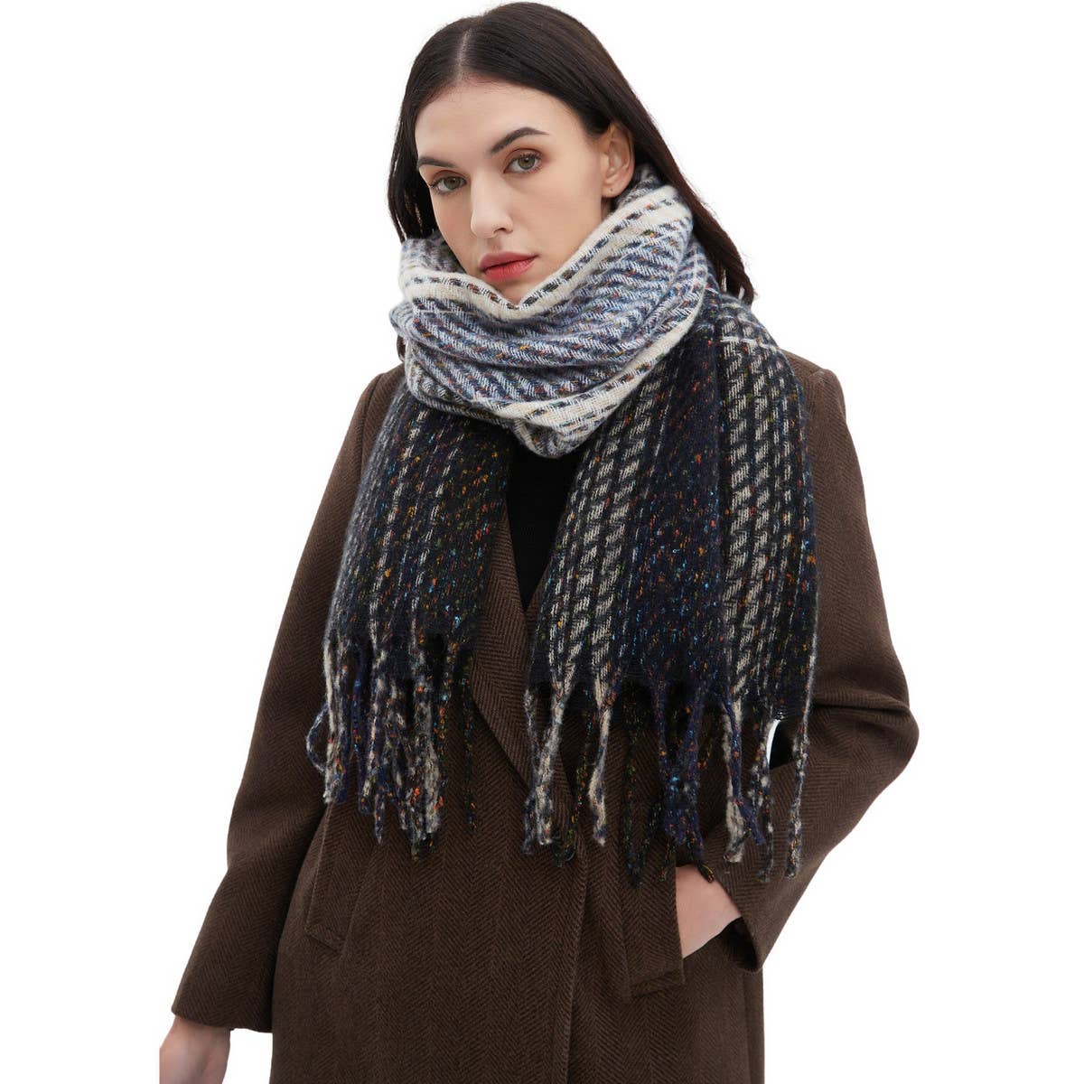 Gradient Fringe Scarf ? Fall/Winter Jacquard Wrap