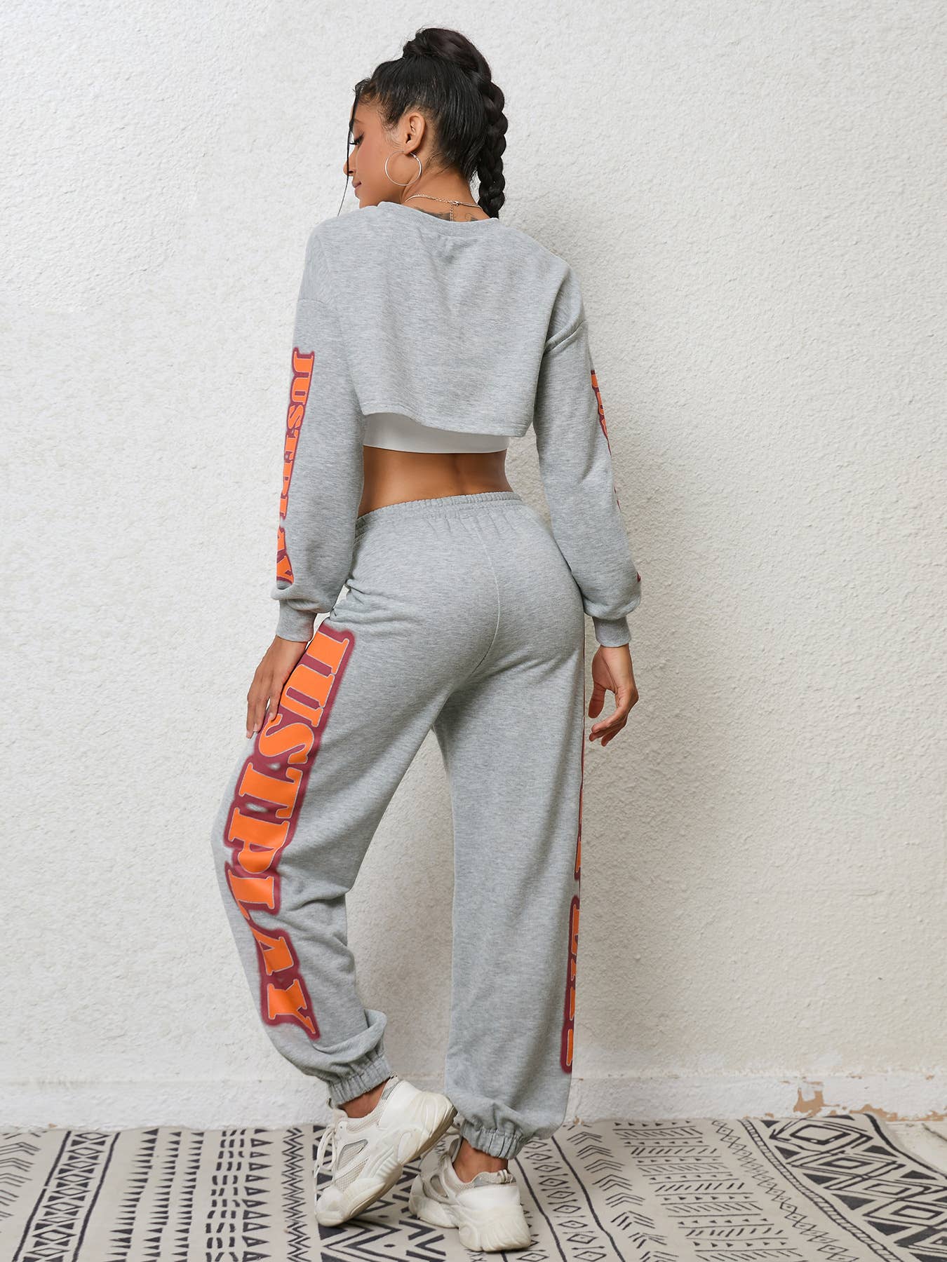 Fashion letter-embroidered casual sportswear set