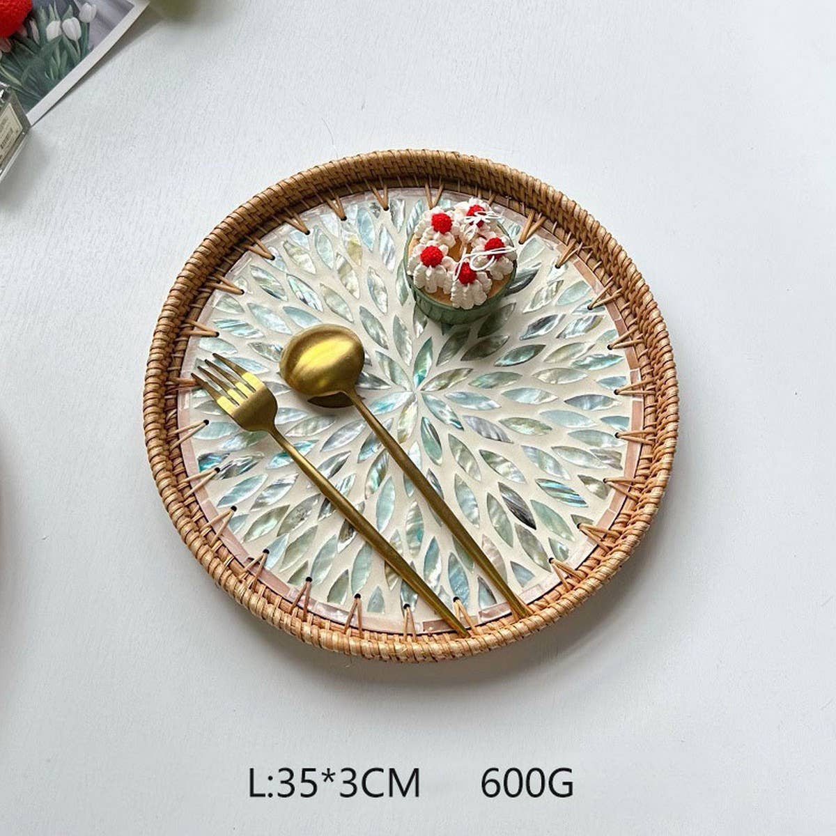 RATTAN FRUIT TRAY COFFEE TABLE SHELL TRAY_CWMM4534