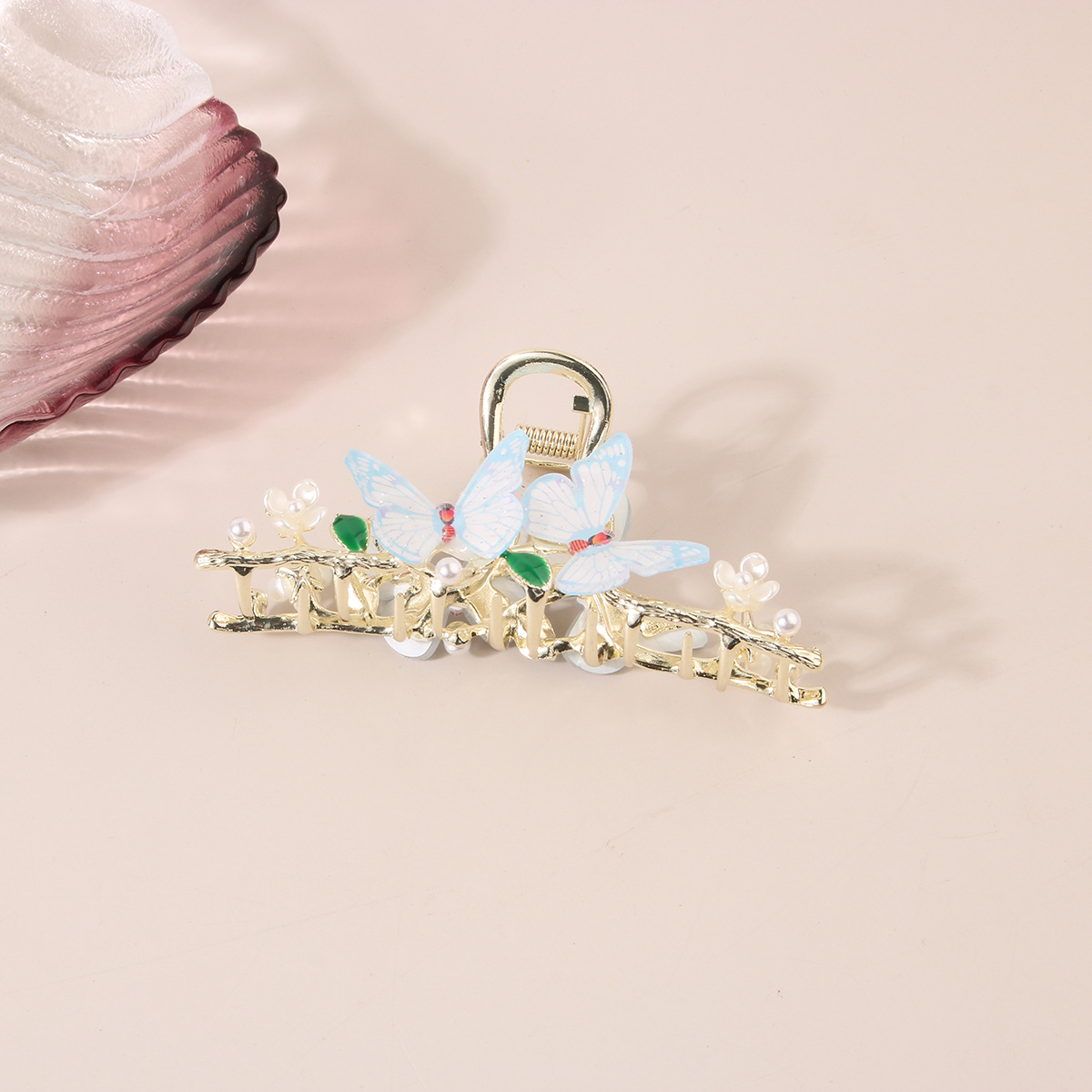 Metal Bamboo Butterfly Hair Claw - Chic Bun Clip_CWAHA0500