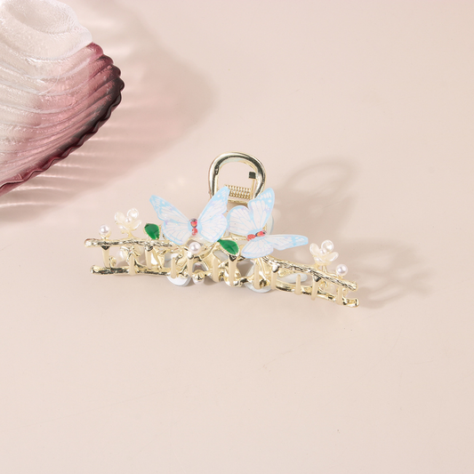 Metal Bamboo Butterfly Hair Claw - Chic Bun Clip_CWAHA0500