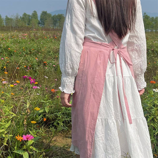 LARGE SIZE KOREAN STYLE SOLID COLOR COTTON APRON