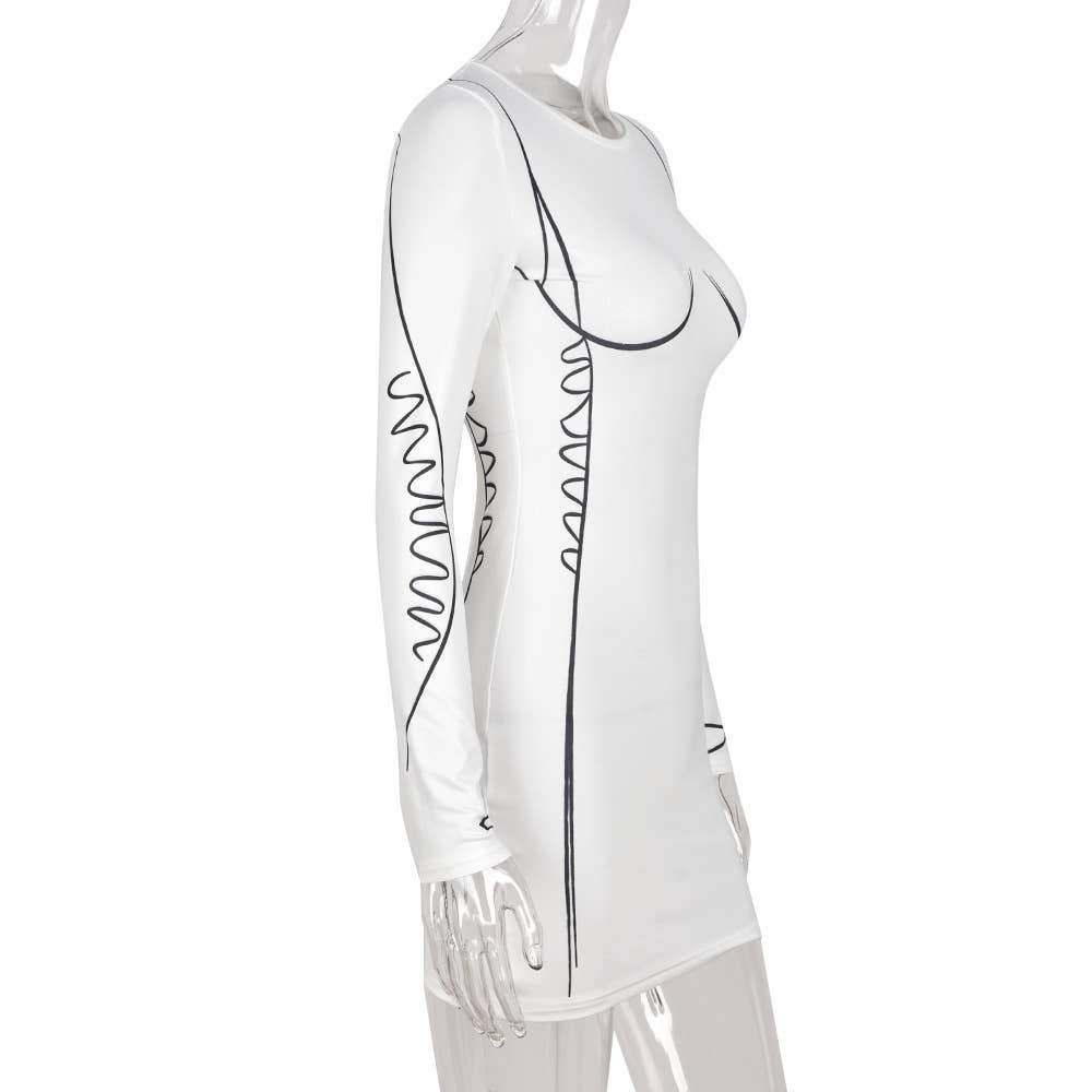 Abstract printed short hip-hugging dress