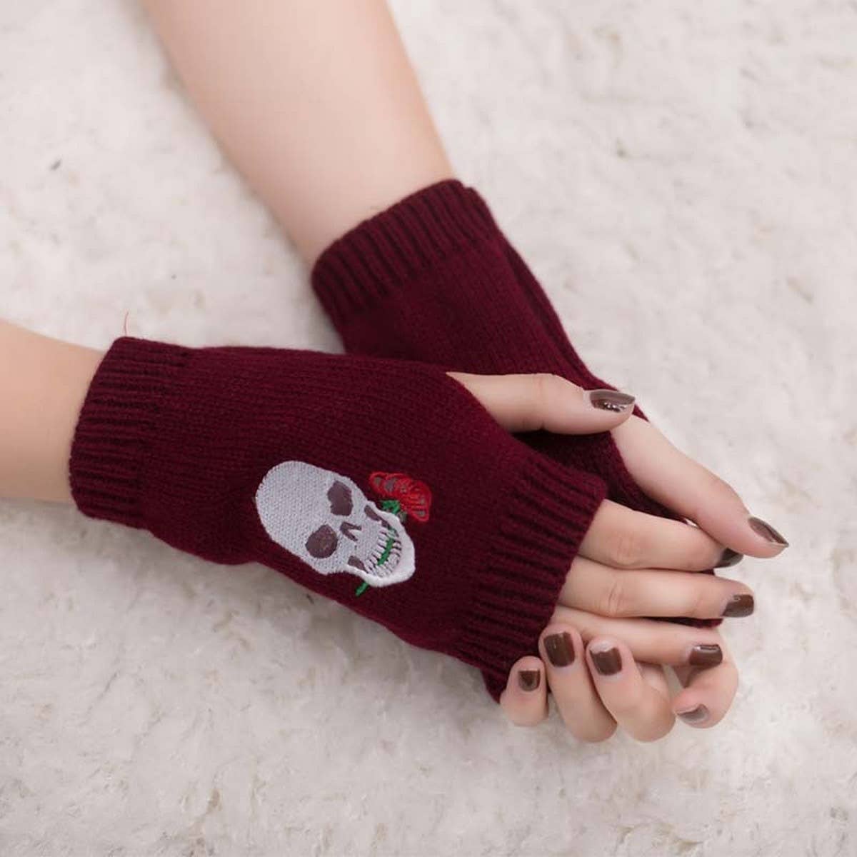 CWAG00534_HALLOWEEN EMBROIDERED FINGERLESS GLOVES