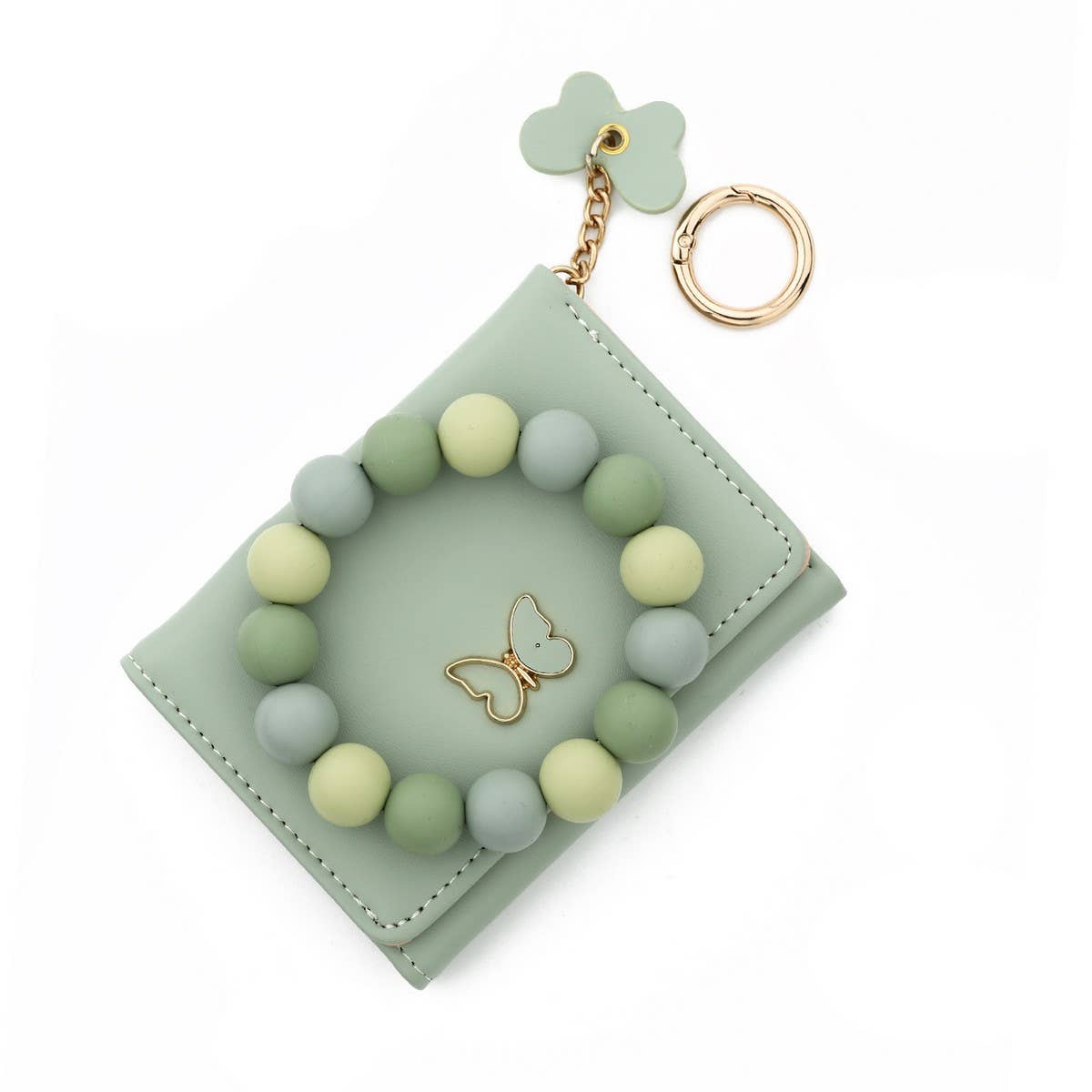 Butterfly Card Holder Wallet with Keychain Bracelet_CWAB4949