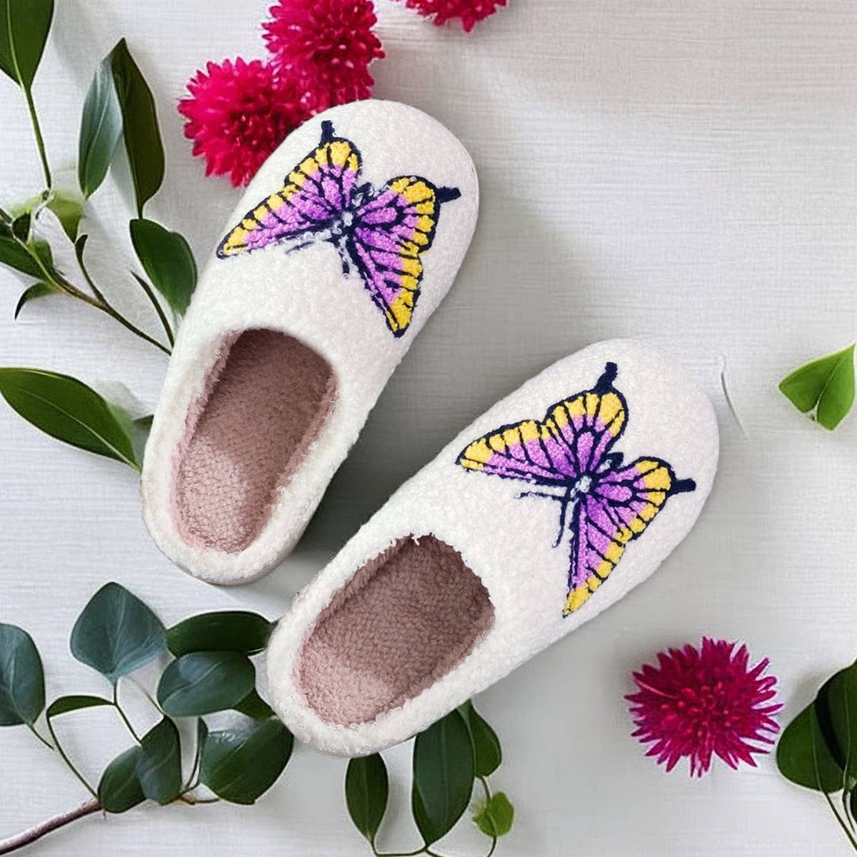 HOME COLORFUL BUTTERFLY COTTON SLIPPERS
