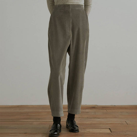 LOOSE COMFORTABLE HIGH-WAISTED CORDUROY PANTS