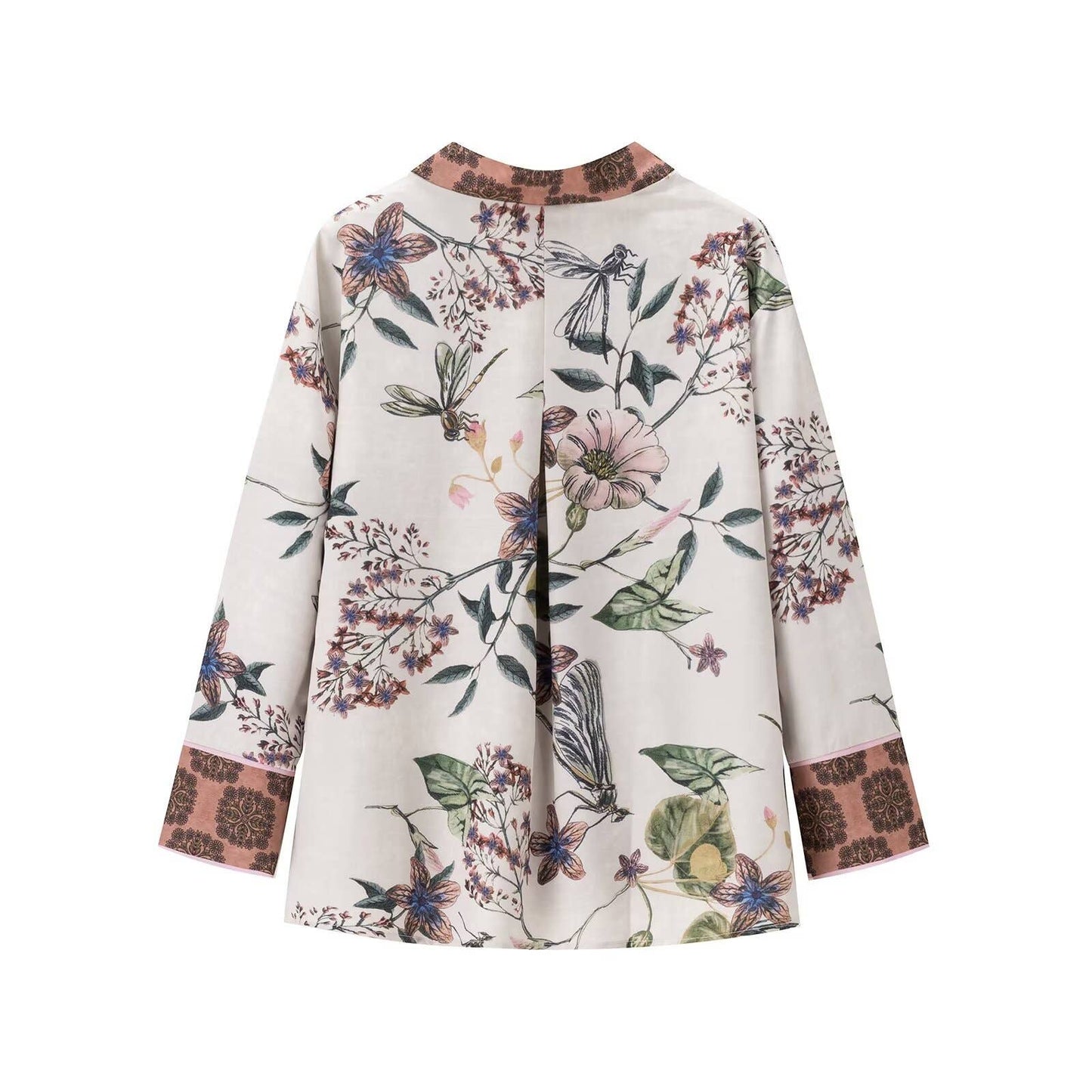 Printed shirt printed high-waisted pantsuit