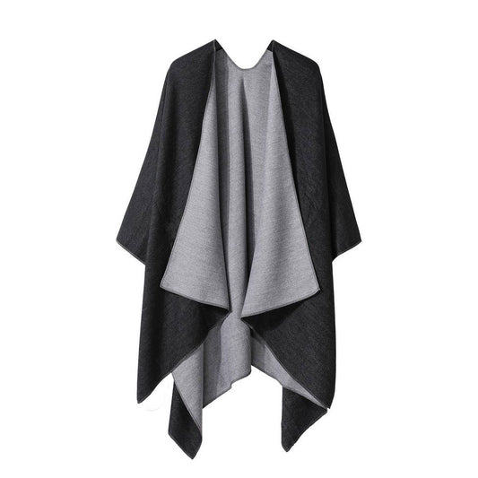 SOLID COLOR DOUBLE-SIDED CAPE SHAWL OUTER CAPE_CWASC2131