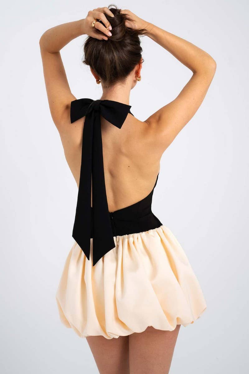 CWDSD8753_SUMMER SEXY STITCHING SLIM BACKLESS DRESS