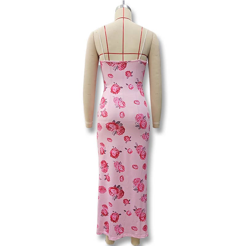 Printed halter dress that covers the buttocks