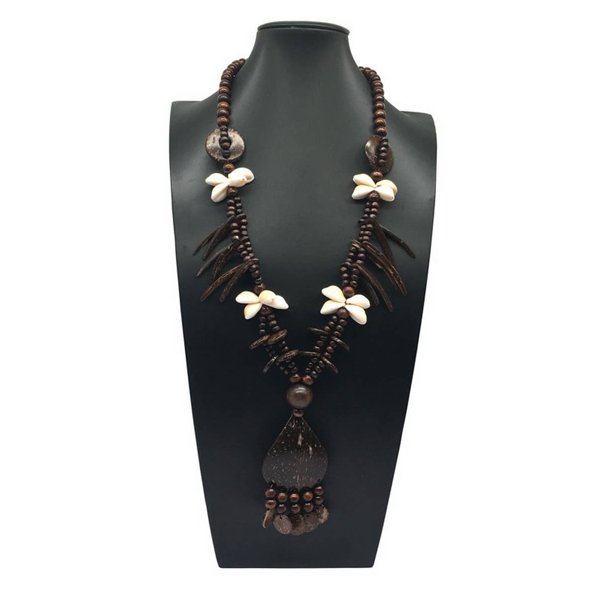 BOHEMIAN COCONUT SHELL VINTAGE LONG NECKLACE_CWMM4564
