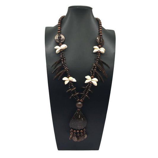 BOHEMIAN COCONUT SHELL VINTAGE LONG NECKLACE_CWMM4564