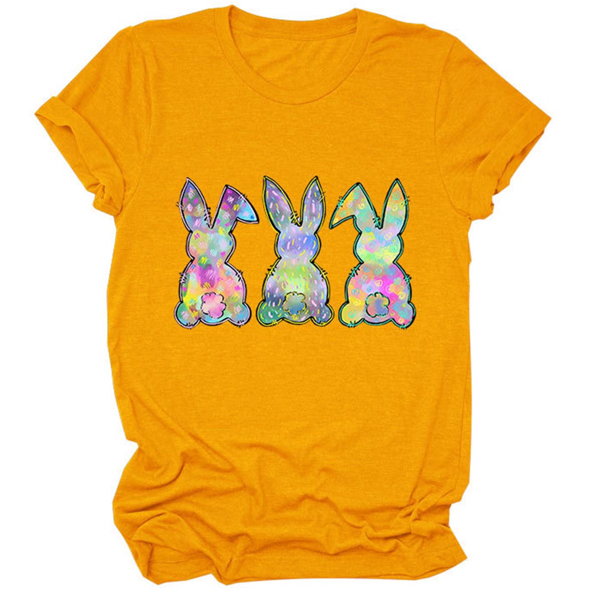 EASTER THREE BUNNIES PRINTED CREWNECK T SHIRT_CWTTS0858