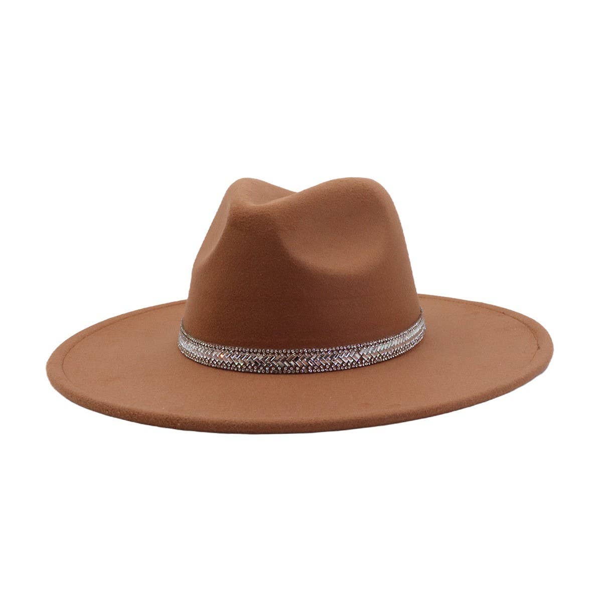 Men & Women Wool Blend Fedora Hat Heart Top_CWAH04376