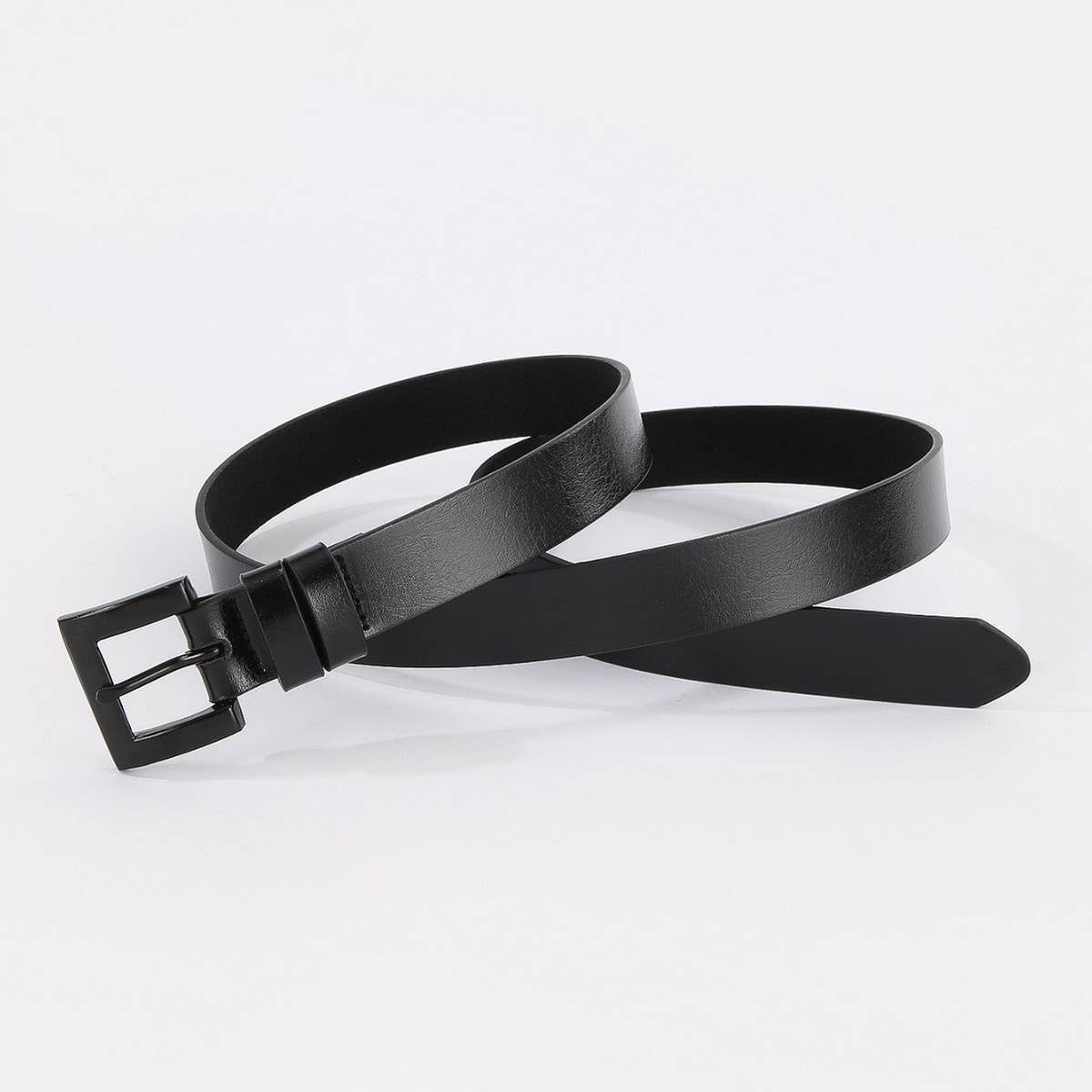 Minimalist Unisex Black Solid Zinc Alloy Belt_CWABE1238