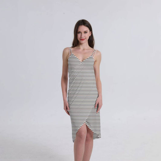 Sexy Striped Knit Sling Dress for Beach Vacation