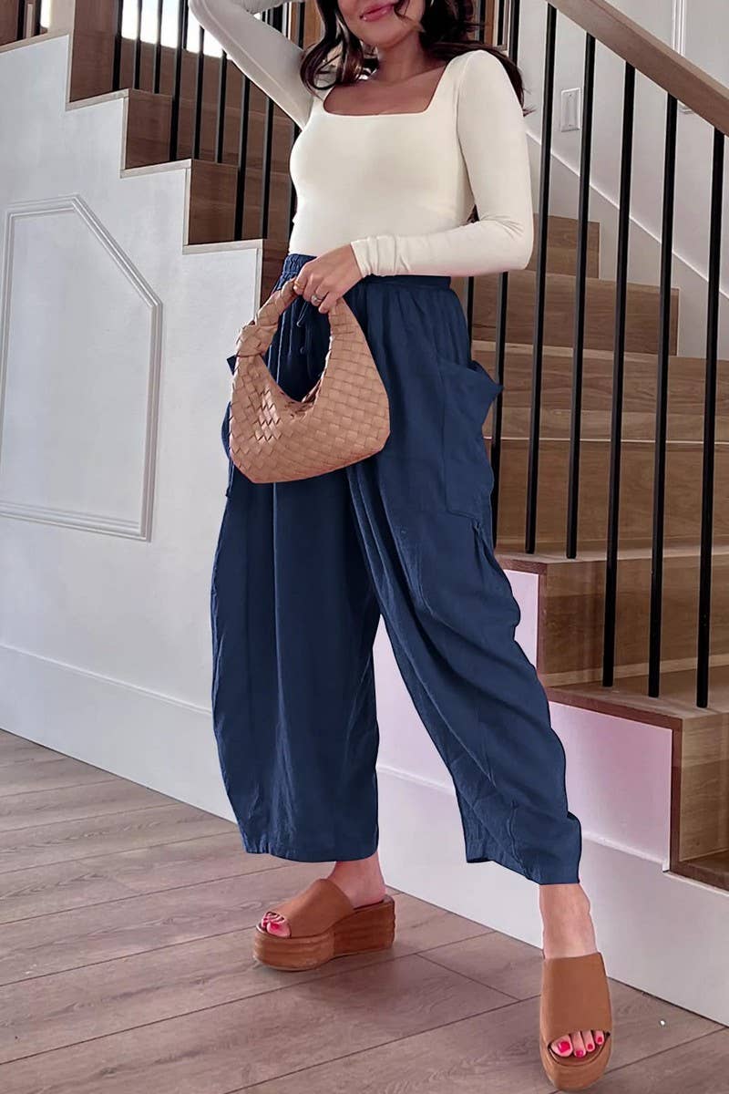 CWBLP0709_LOOSE CASUAL COTTON AND LINEN TROUSERS