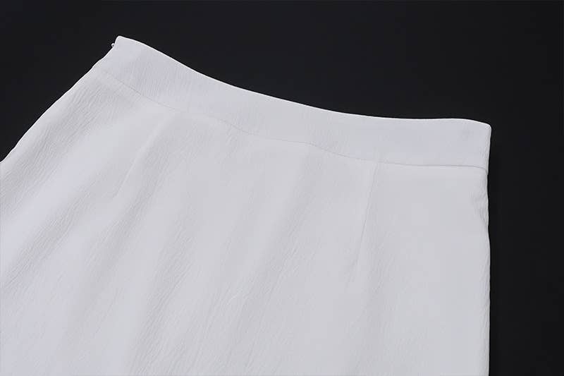 V-neck halter top, low-waist slit skirt set