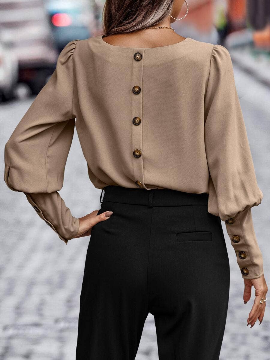 Elegant commuter long sleeve solid color shirt