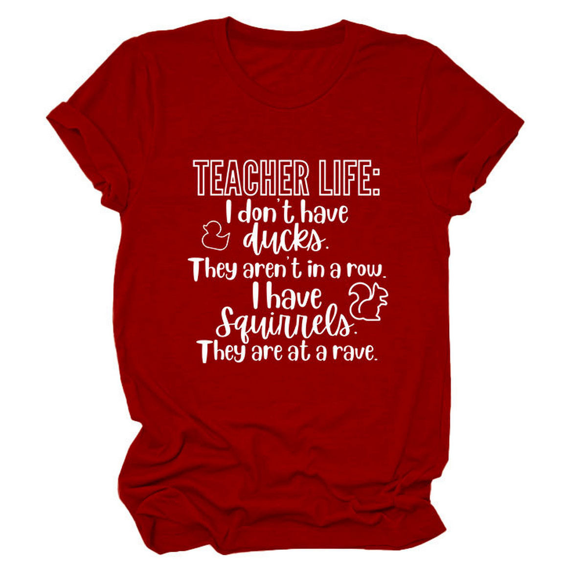 Casual Teacher Tee ??Round Neck Graphic Shirt_CWTTSL0479