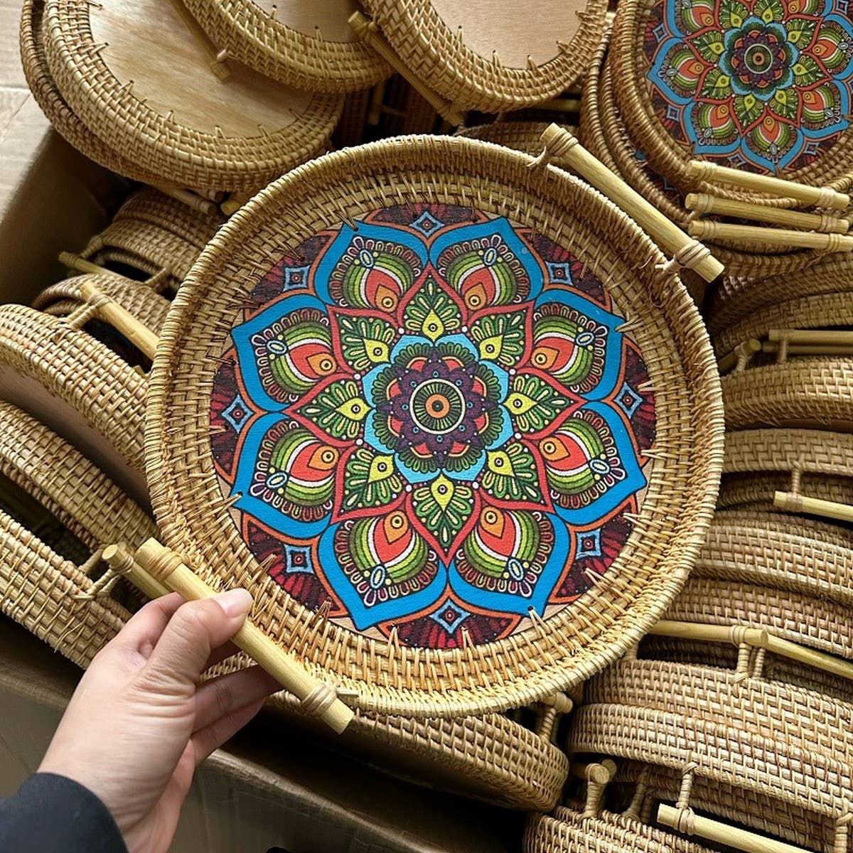 RATTAN WOVEN STORAGE BASKET TRAY THREE-PIECE SET_CWMM4535