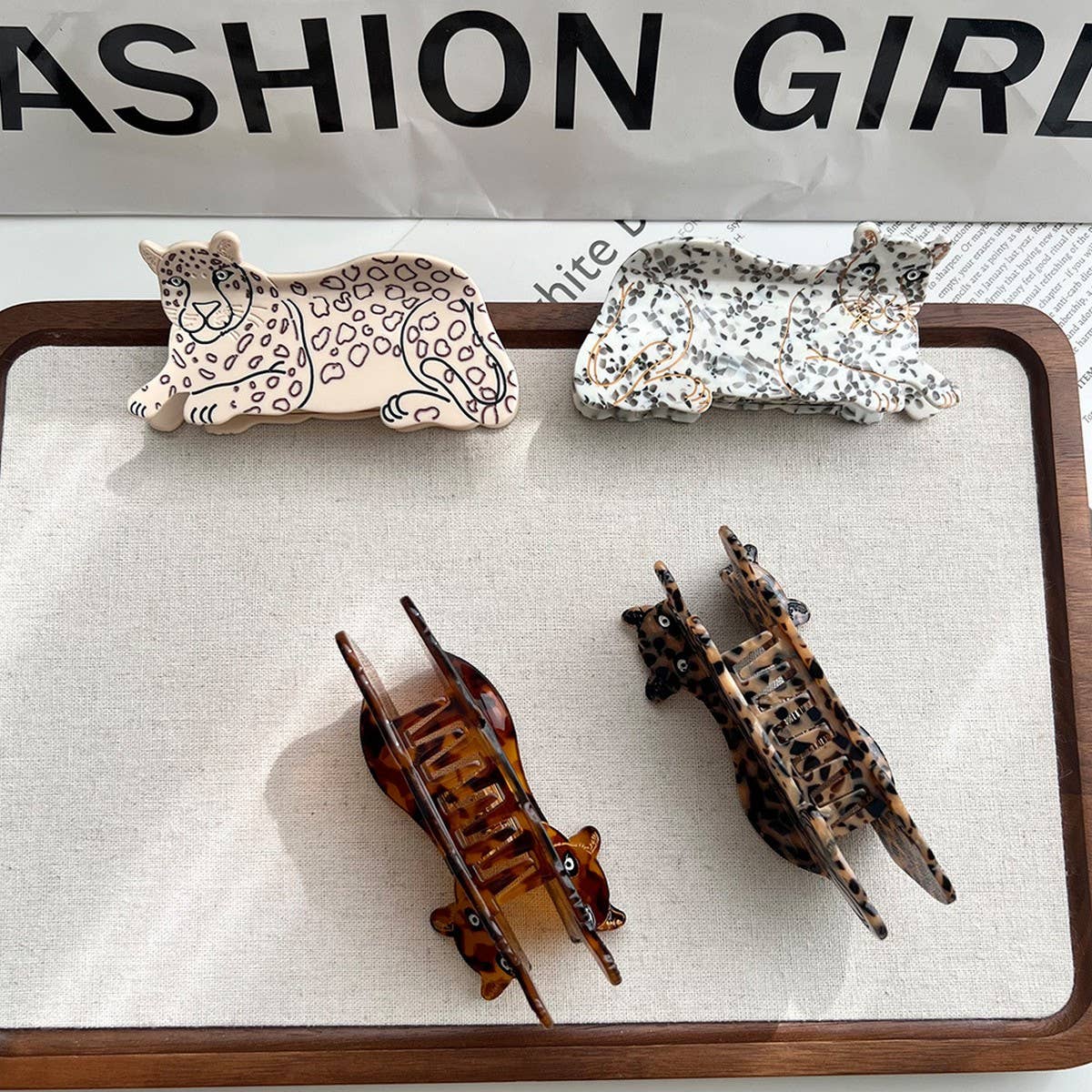 Cartoon Leopard Hair Claw ??Acetate Animal Clip_CWAHA5760