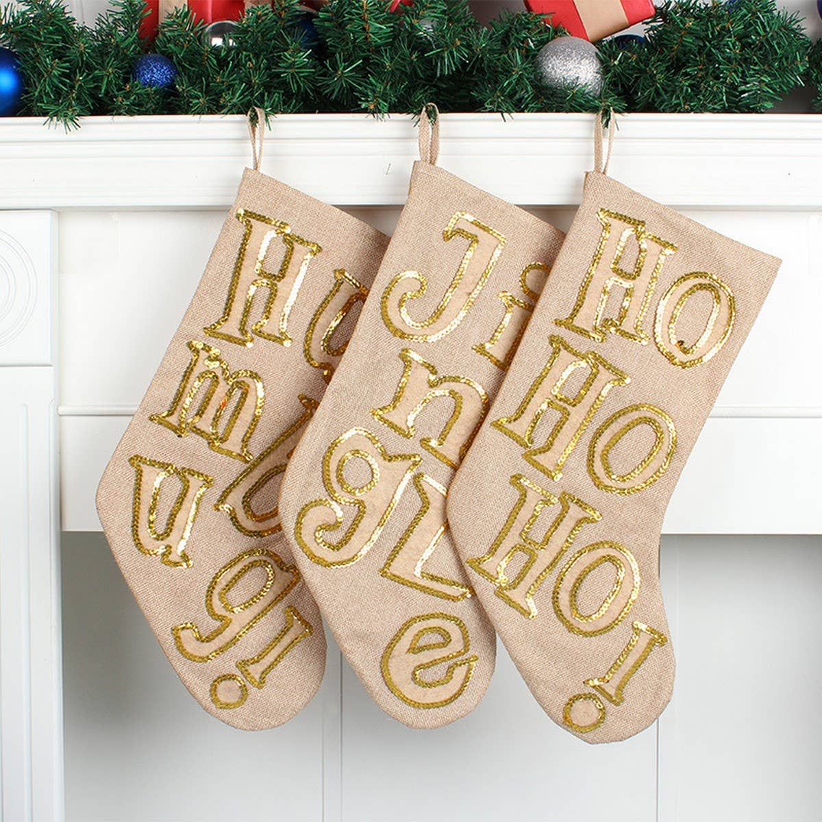 SEQUINED LETTER CHRISTMAS STOCKING CANDY BAG