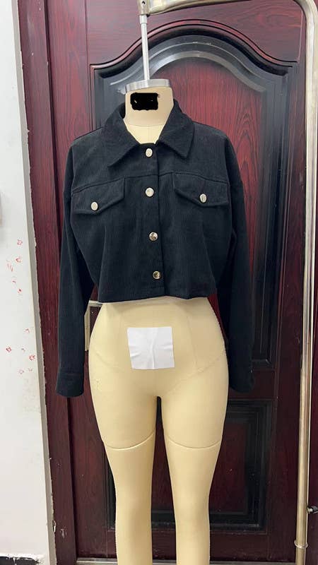 LANTERN LONG SLEEVE CORDUROY CASUAL SHORT JACKET