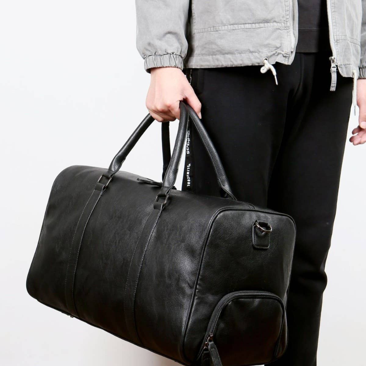 Large Leather Duffel Bag for Men, Shoe Storage_CWAB5176