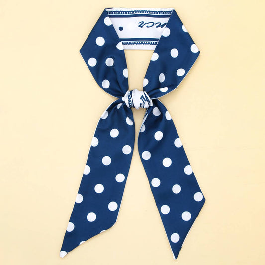 Silky Bowknot Scarf with Floral Letter Design