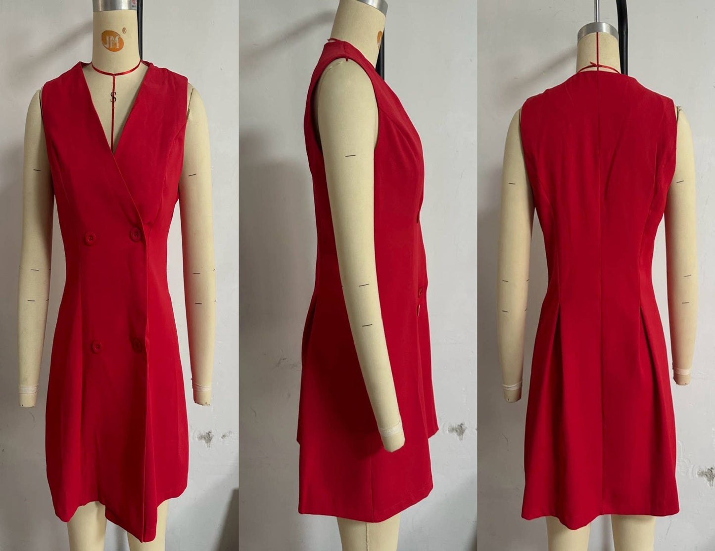 Street fashion solid-color sleeveless slim dress