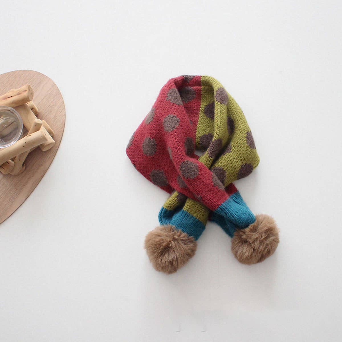 Colorful Polka Dot Knitted Scarf - Kids Neck Scarf