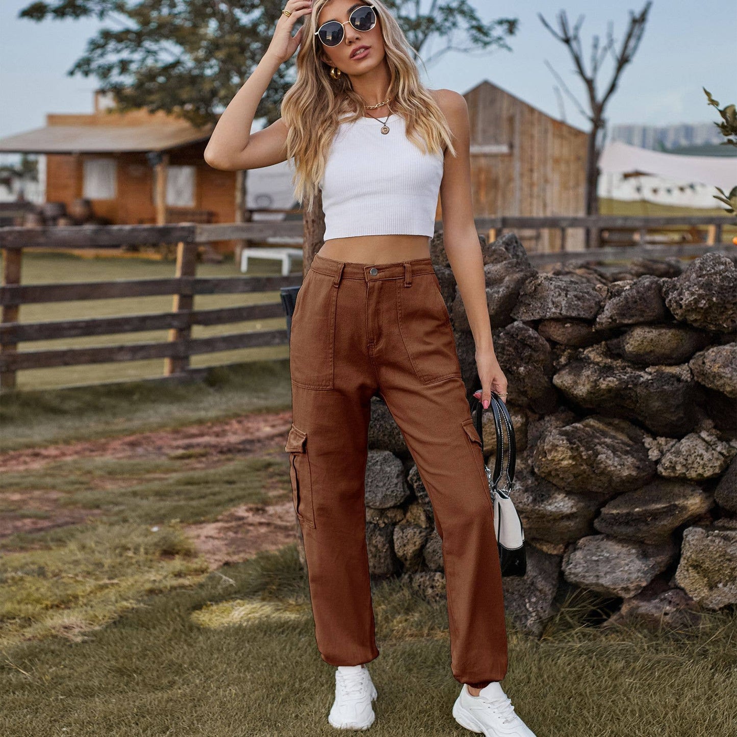 SEMI-ELASTIC PERSONALITY ALL-IN-ONE CARGO PANTS