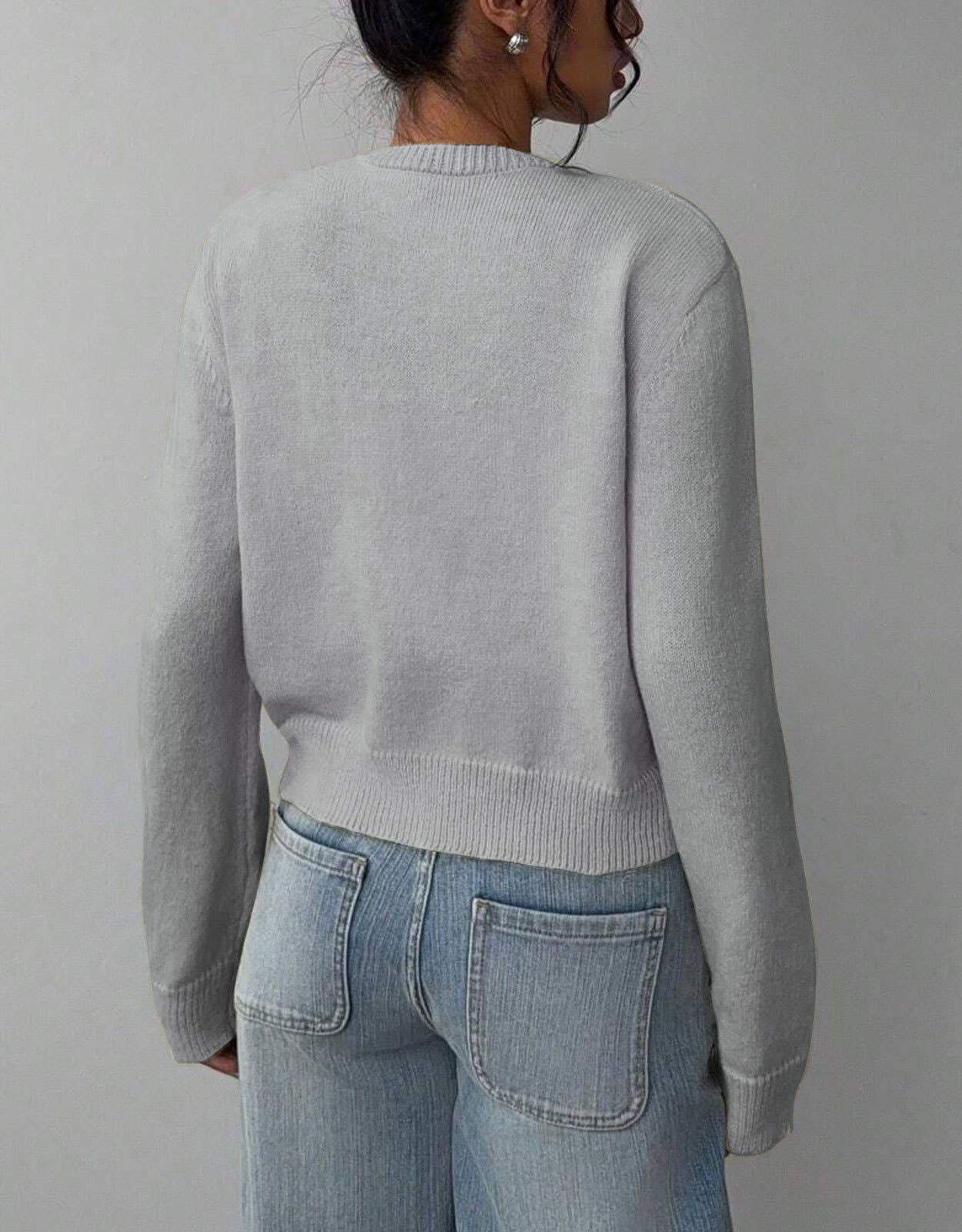 Thin,round-neck,single-breasted short cardigan