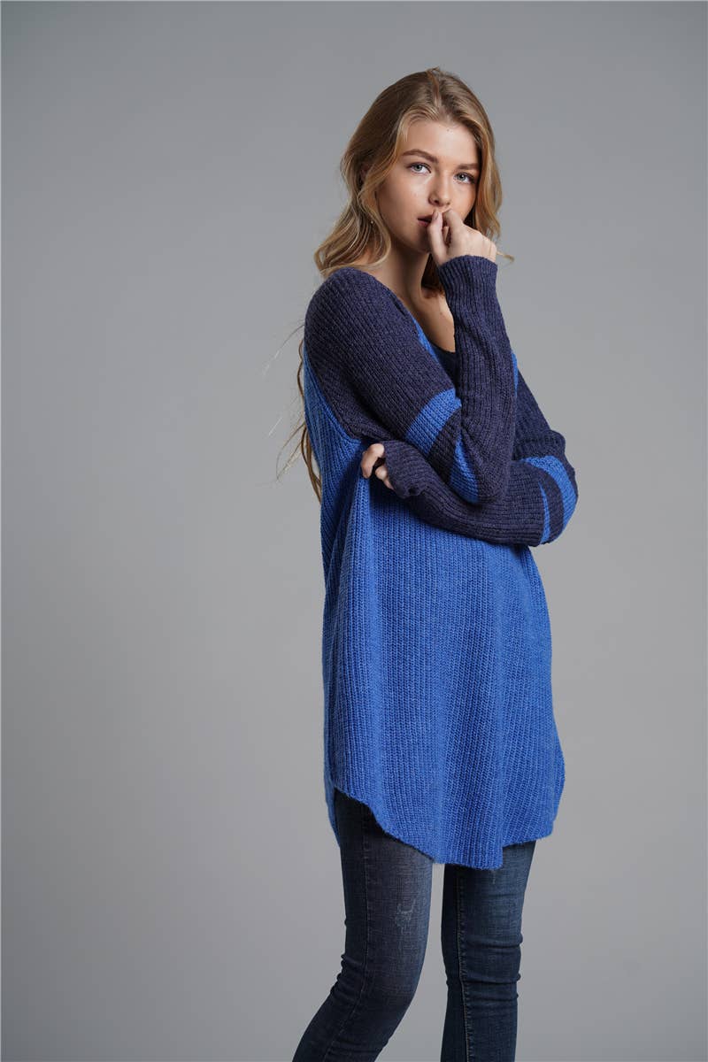 ALL-IN-ONE LONG LOOSE SOLID PULLOVER SWEATER