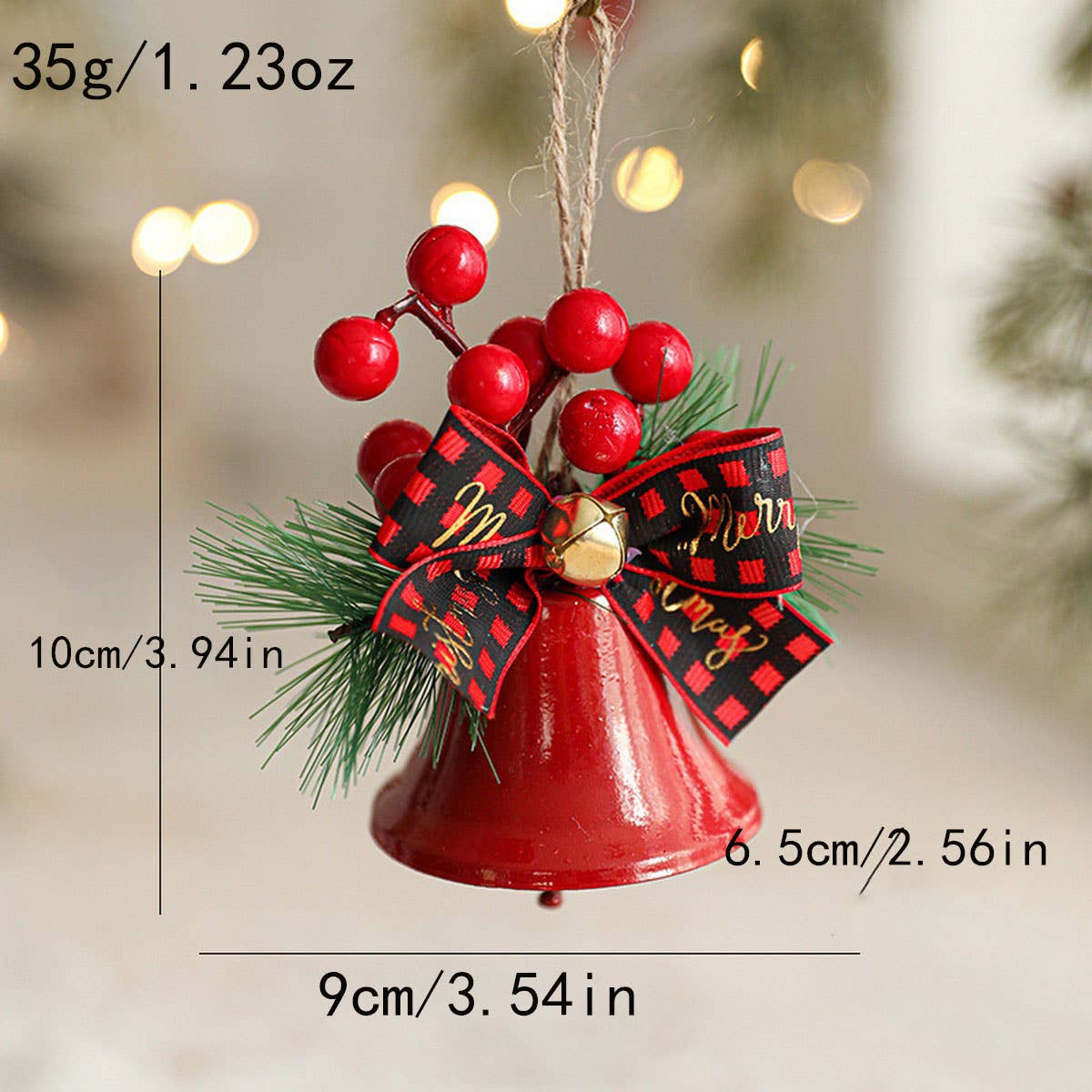 CWMM10370_CHRISTMAS METAL BELL BOW PINECONE DOOR ORNAMENT
