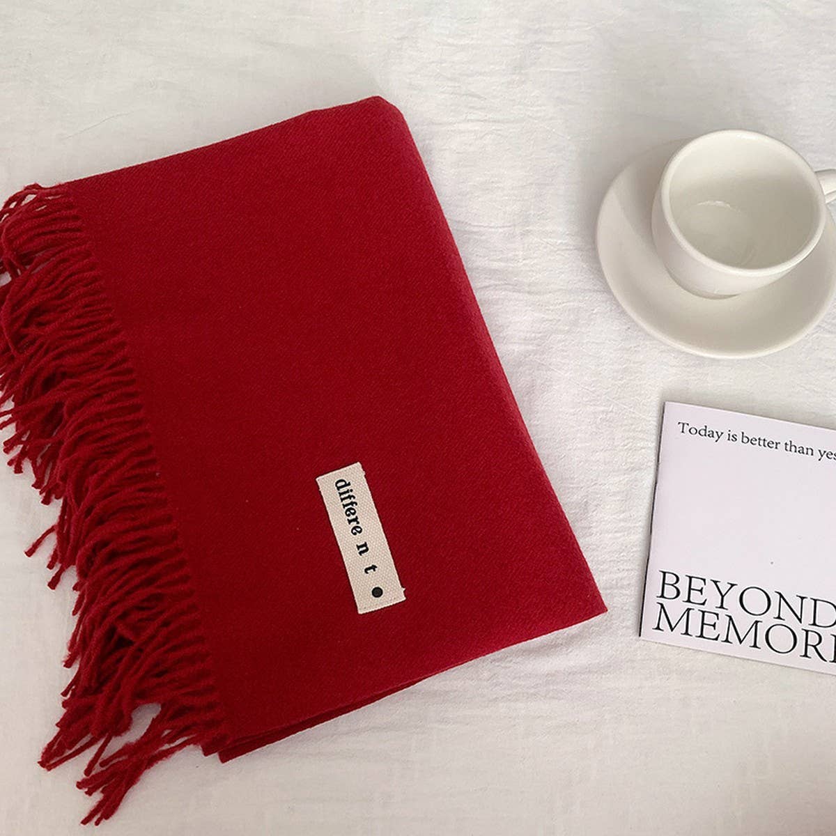 Colorblock Tassel Scarf - Thick Wrap for Students