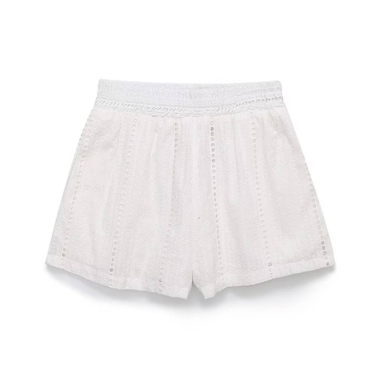 Fashionable openwork embroidered casual shorts
