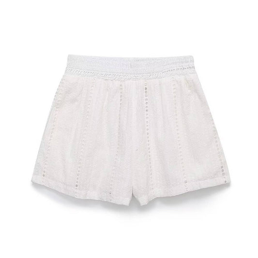 Fashionable openwork embroidered casual shorts