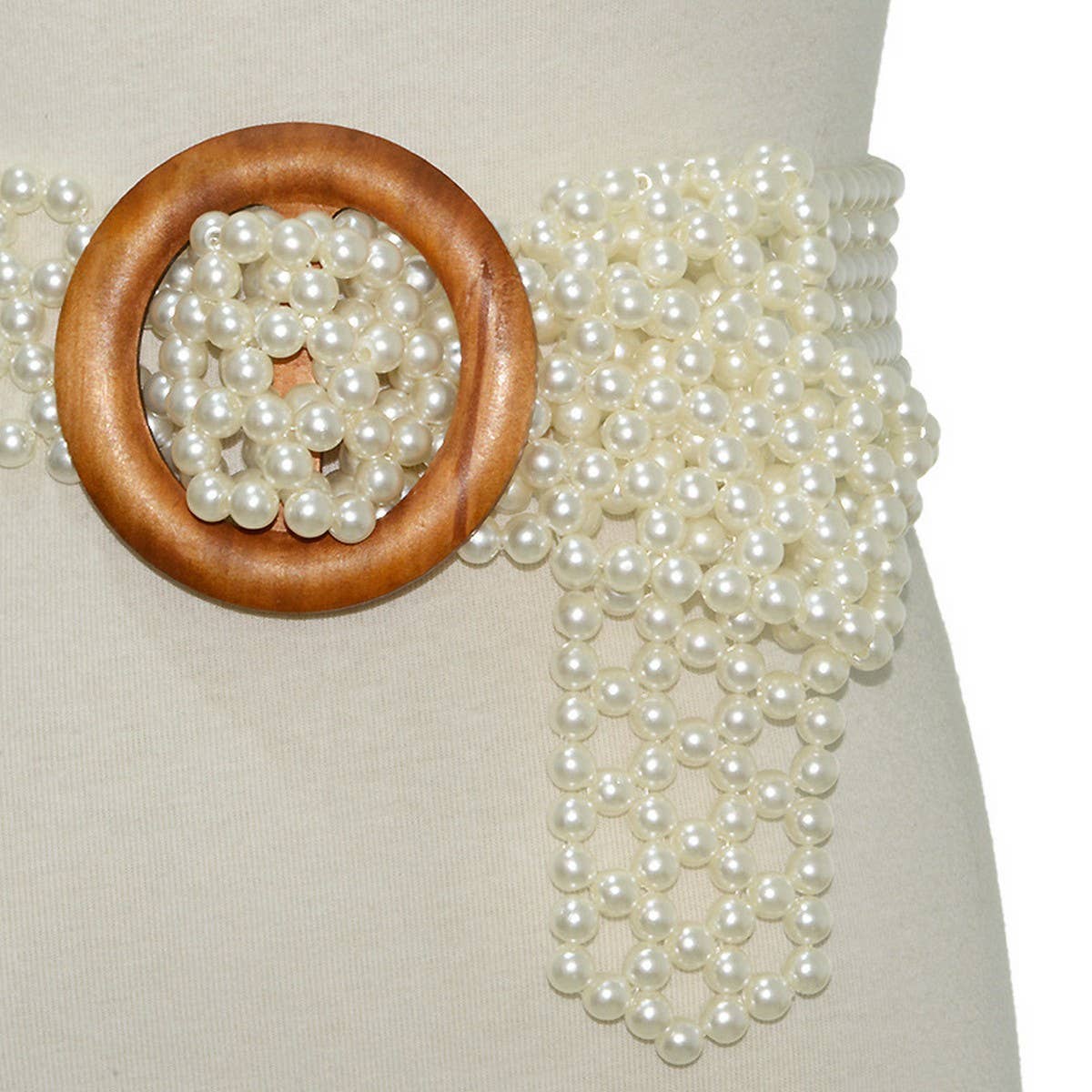 NEW SWEET PEARL STRETCH PEARL WIDE BELT_CWABE0508