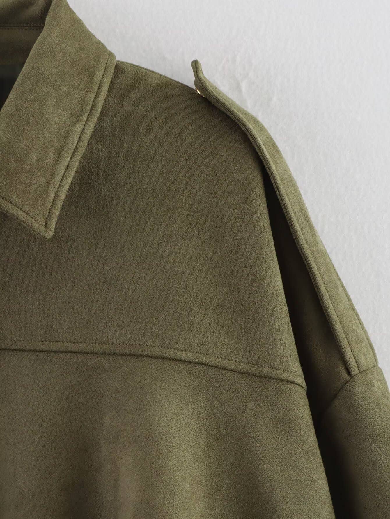 Lapel suede textured baseball jacket