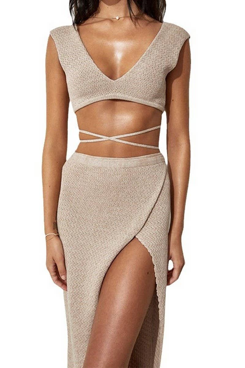 CWSTB0728_CUT-OUT BIKINI DRESS TWO-PIECE SET