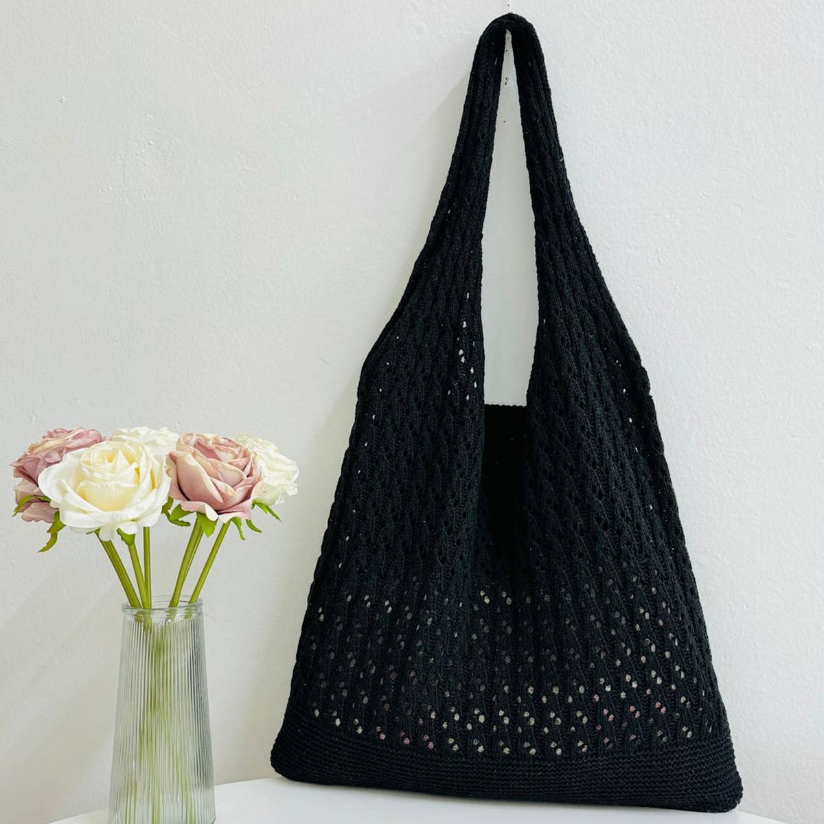 CWAB5065_KNITTED OPENWORK WOVEN SHOULDER BAG