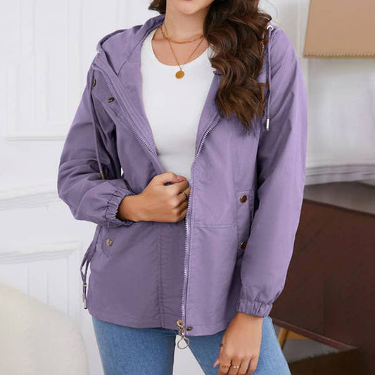 HOODED LONG-SLEEVED BASIC WINDBREAKER